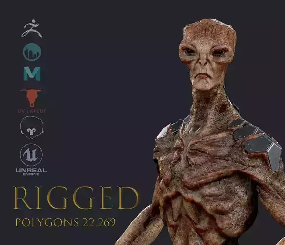Alien humanoid Low-poly 3D model
