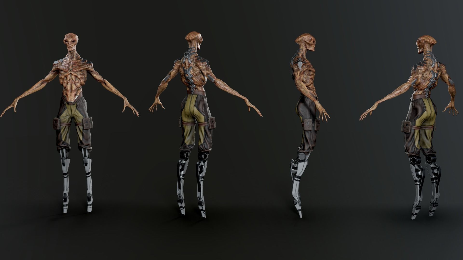 Alien humanoid Low-poly 3D model_7