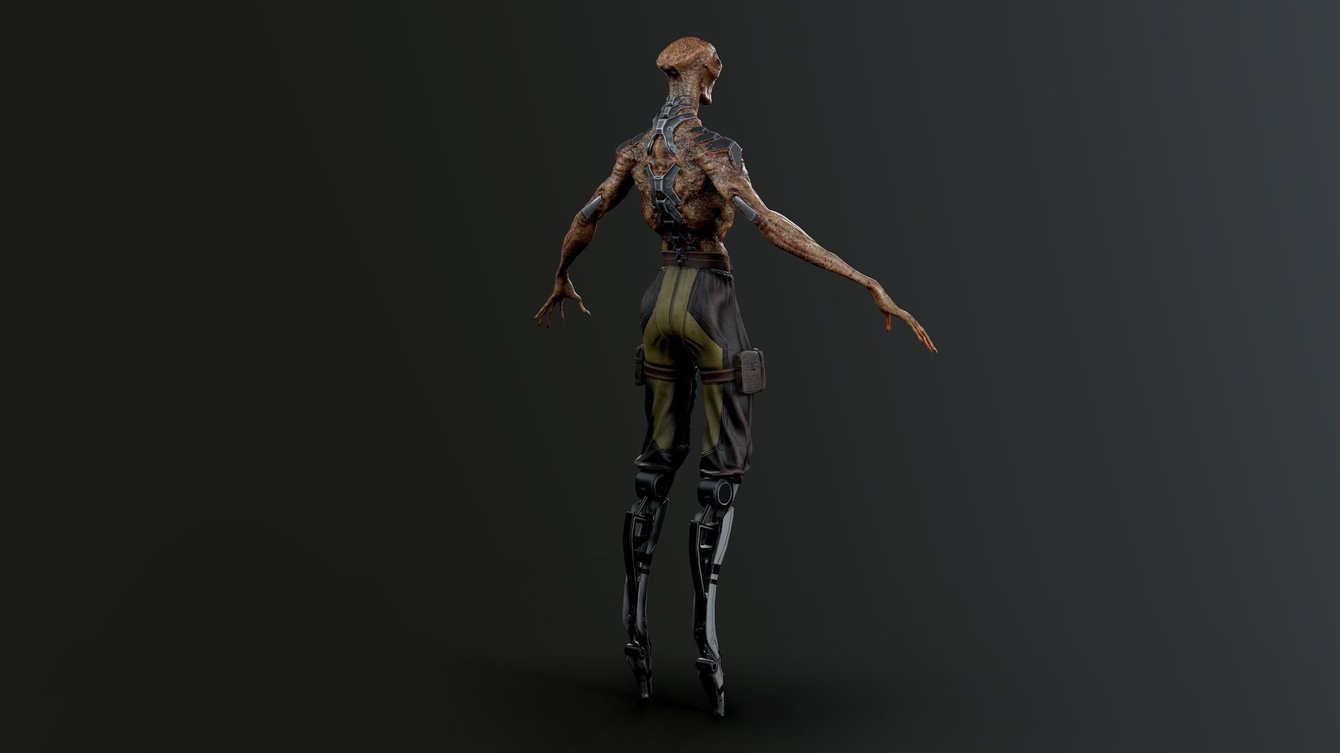 Alien humanoid Low-poly 3D model_11