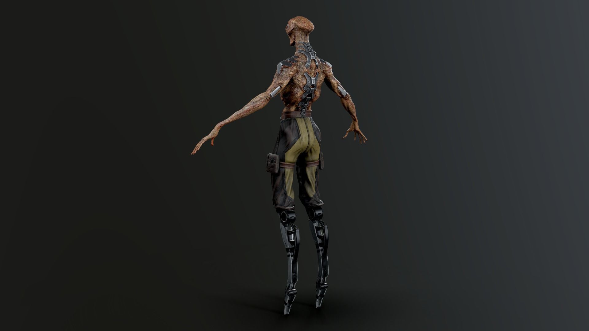 Alien humanoid Low-poly 3D model_12
