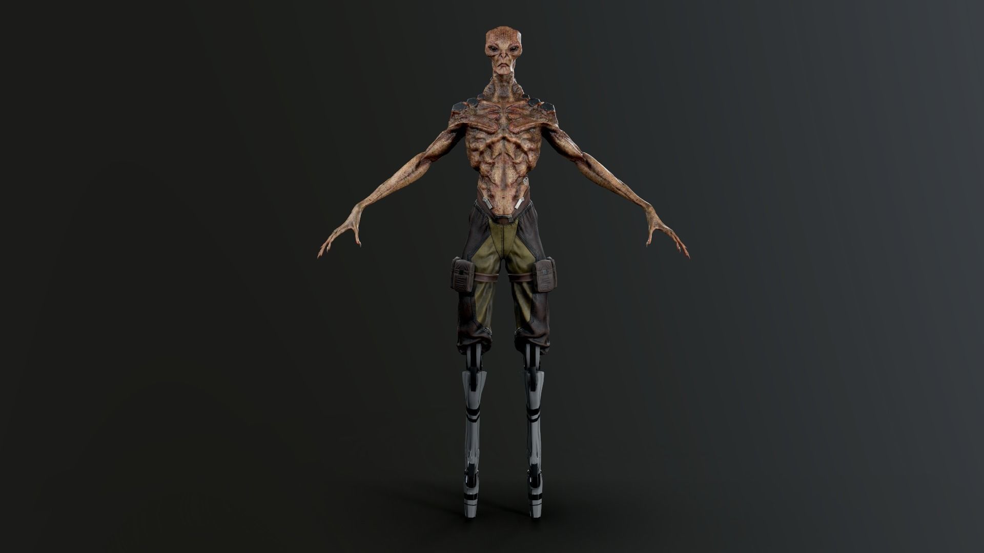 Alien humanoid Low-poly 3D model_9