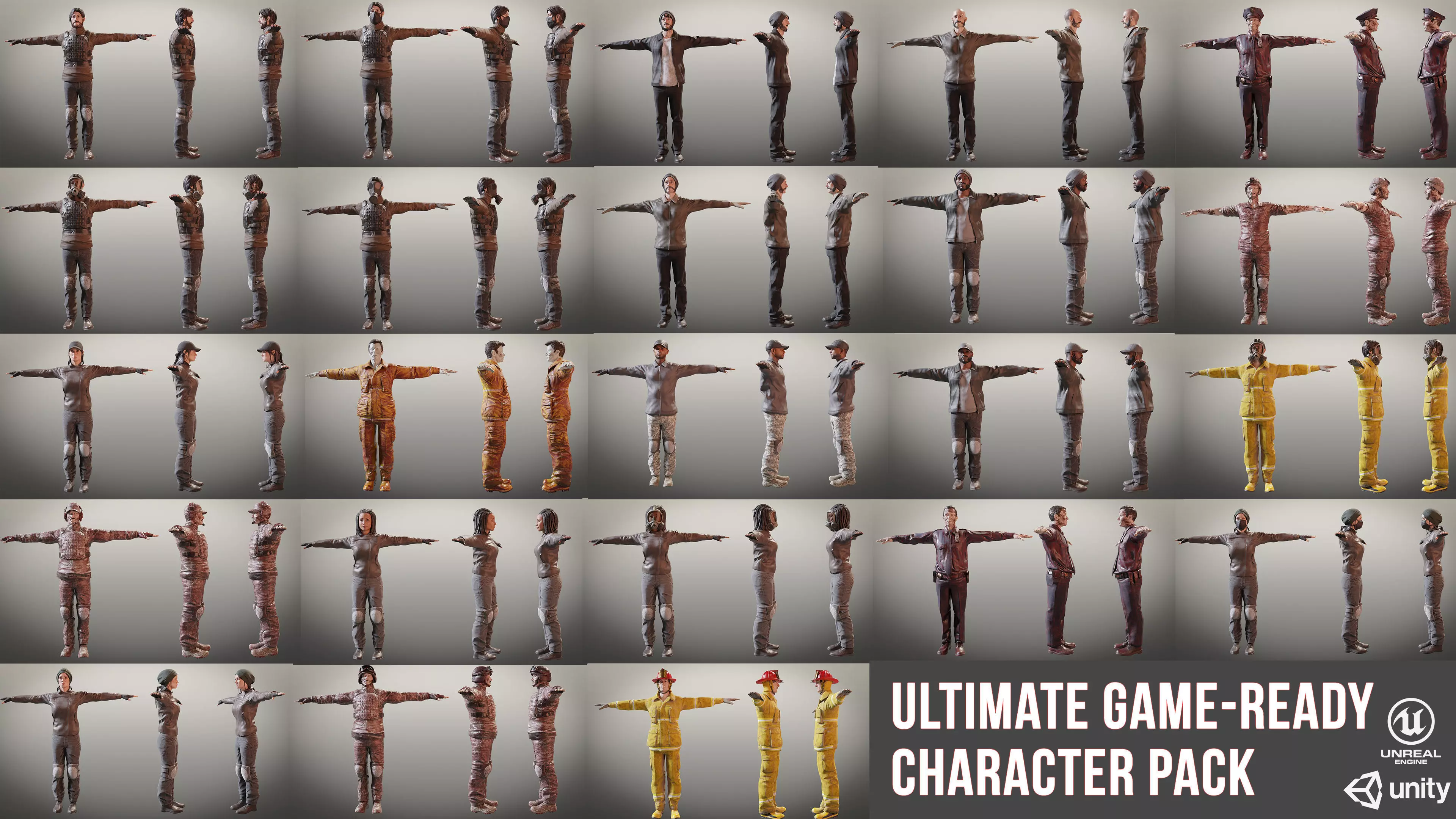 Ultimate Game-Ready Character Pack Low-poly 3D model_0