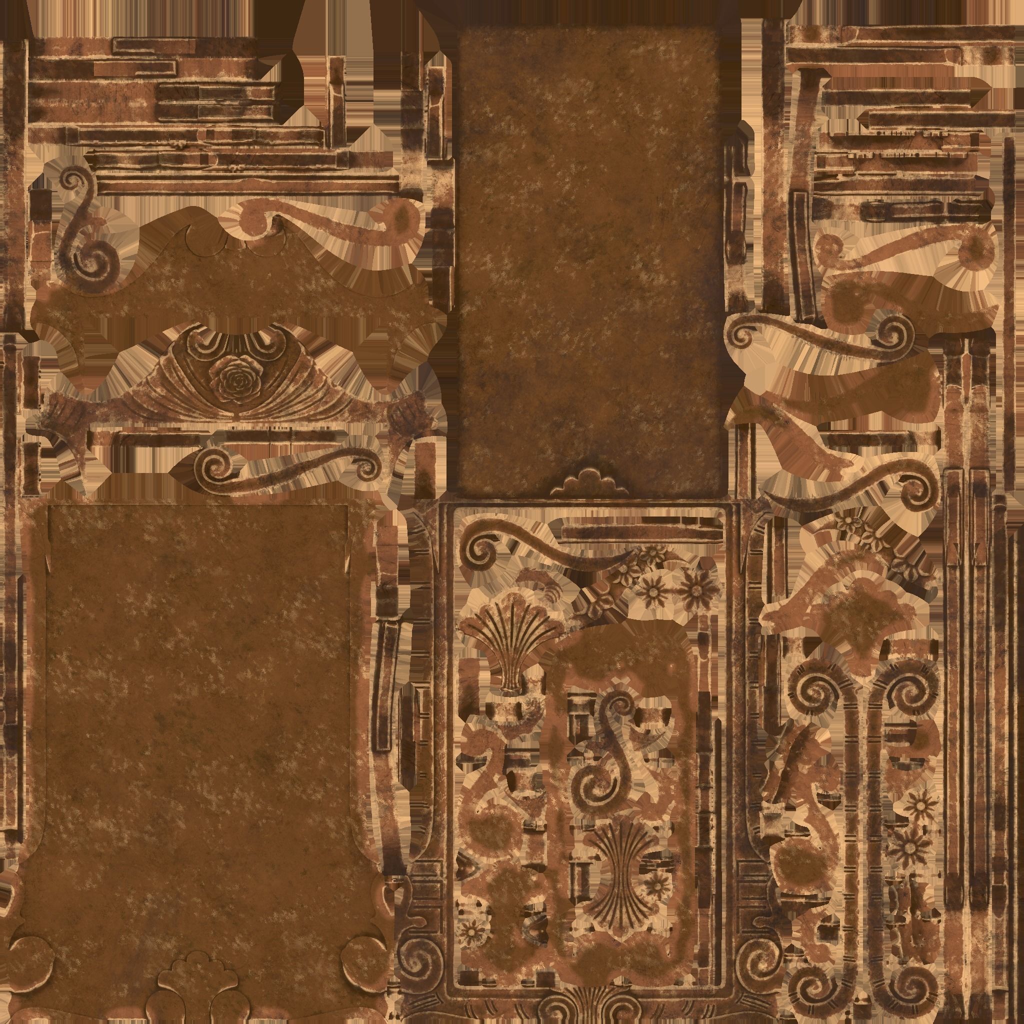 Victorian Worn Wall Mirror Low-poly 3D model_6