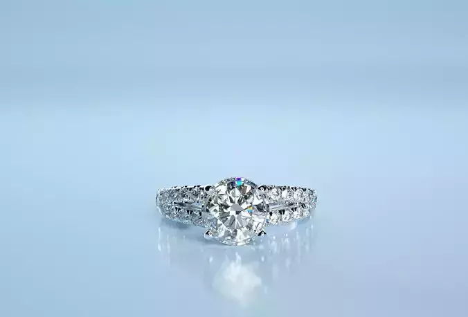 Circle Stone Mixed Pink Engagement Ring