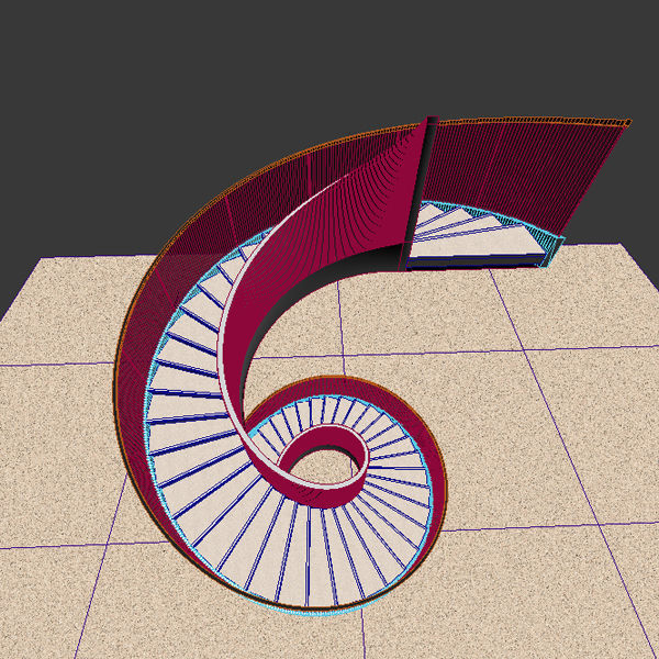 Spiral Stair Case 3D model_4