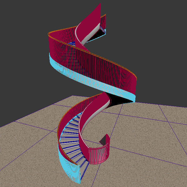 Spiral Stair Case 3D model_5