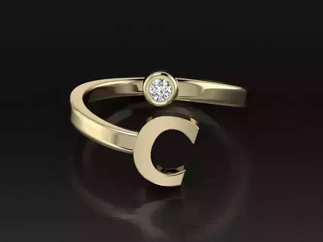Alphabet Jewelry ring C 3D print model