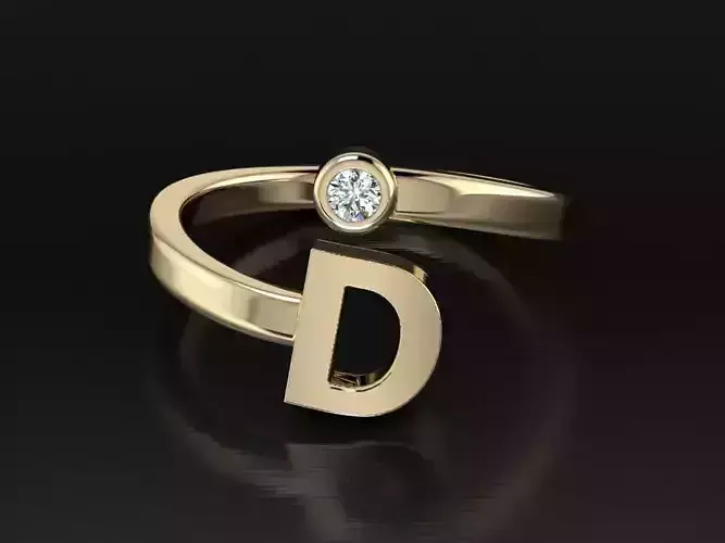 Alphabet Jewelry ring D 3D print model