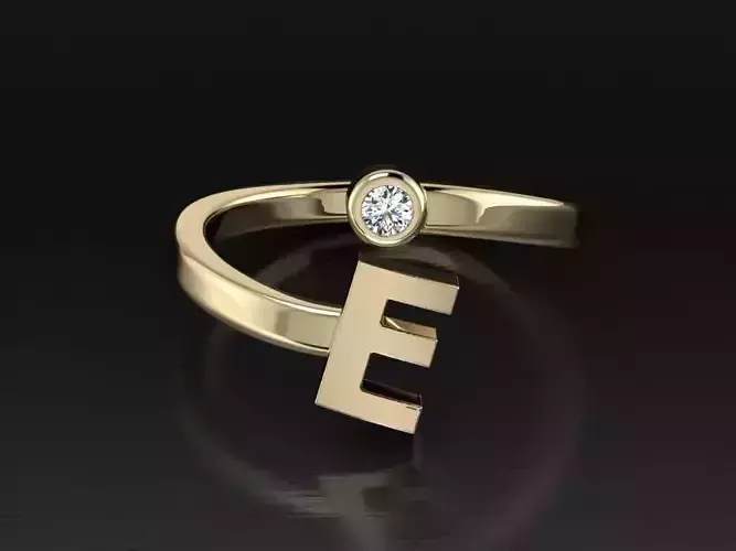 Jewelry Alphabet Ring E 3D print model