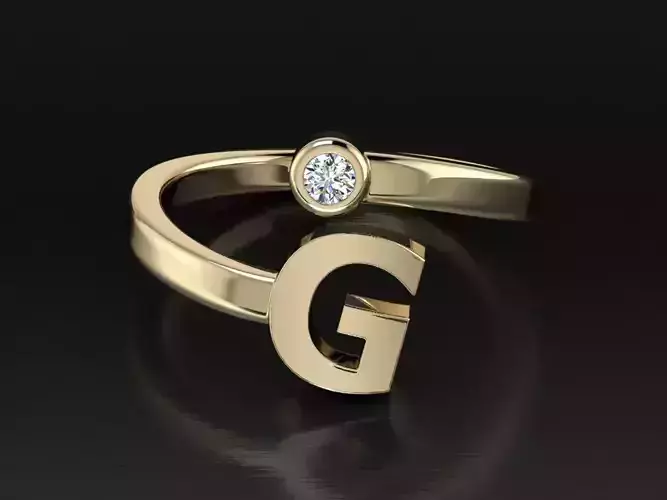 Alphabet Jewelry ring G 3D print model