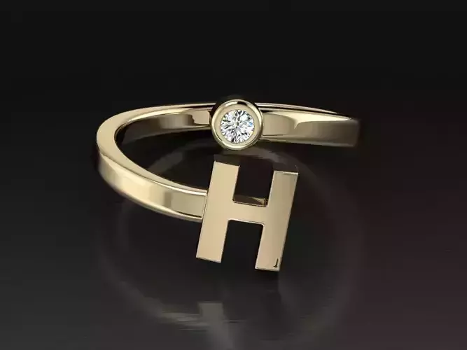 Jewelry Alphabet Ring H 3D print model