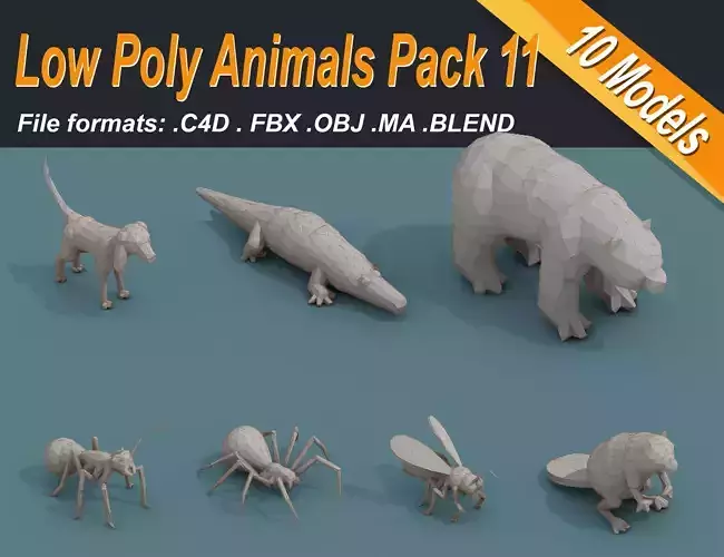 Low Poly 3d Art Animals Isometric Icon Pack 11 Low-poly 3D model