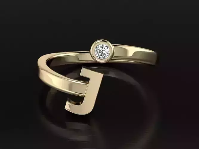 Jewelry Alphabet Ring J 3D print model