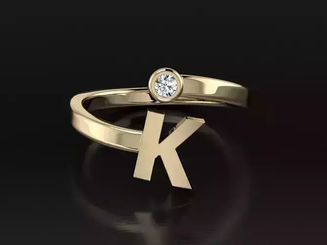 Jewelry Alphabet Ring K 3D print model