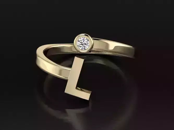 Jewelry Alphabet Ring L 3D print model