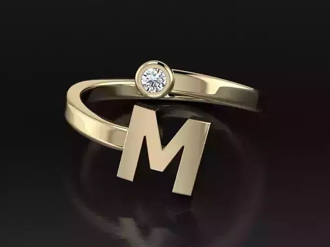 Jewelry Alphabet Ring M 3D print model