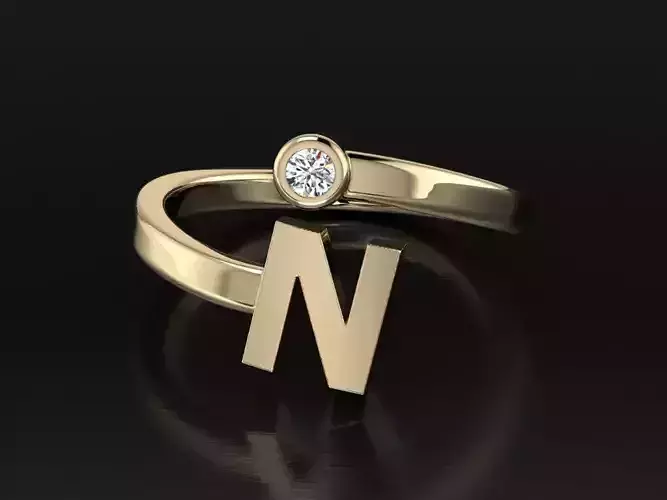Jewelry Alphabet Ring N 3D print model
