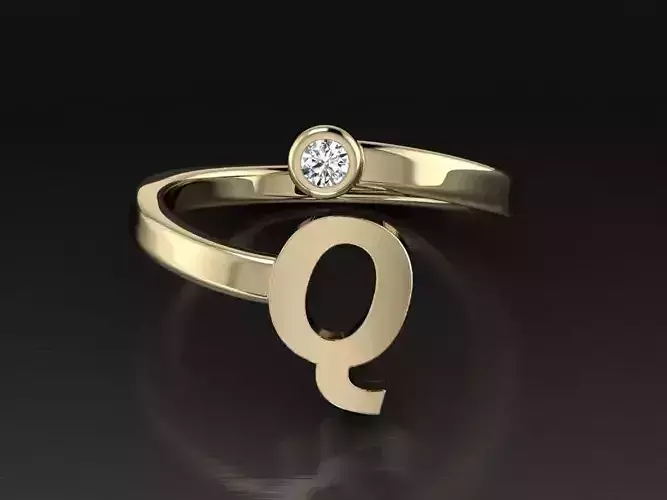 Jewelry Alphabet Ring Q 3D print model