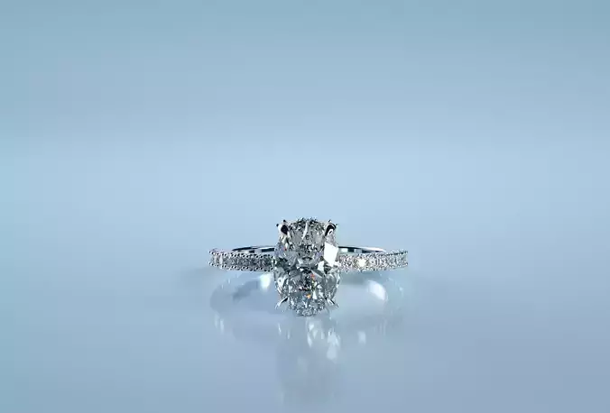 Oval Stone Engagement Ring v3