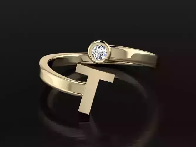 Jewelry Alphabet Ring T 3D print model