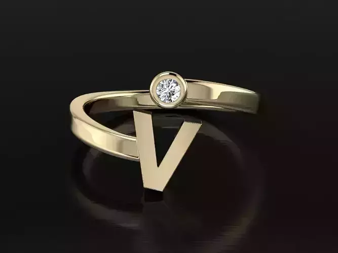 Jewelry Alphabet Ring V