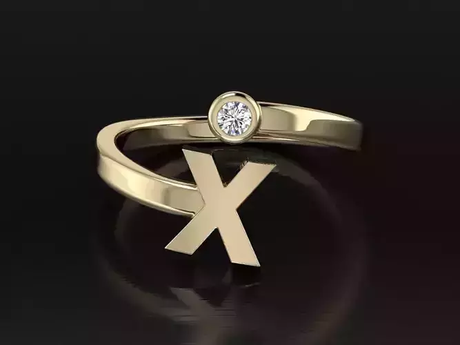 Jewelry Alphabet Ring X
