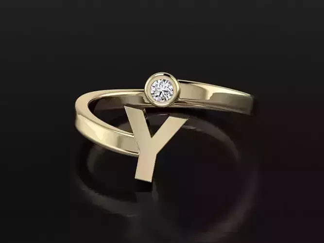 Jewelry Alphabet Ring Y