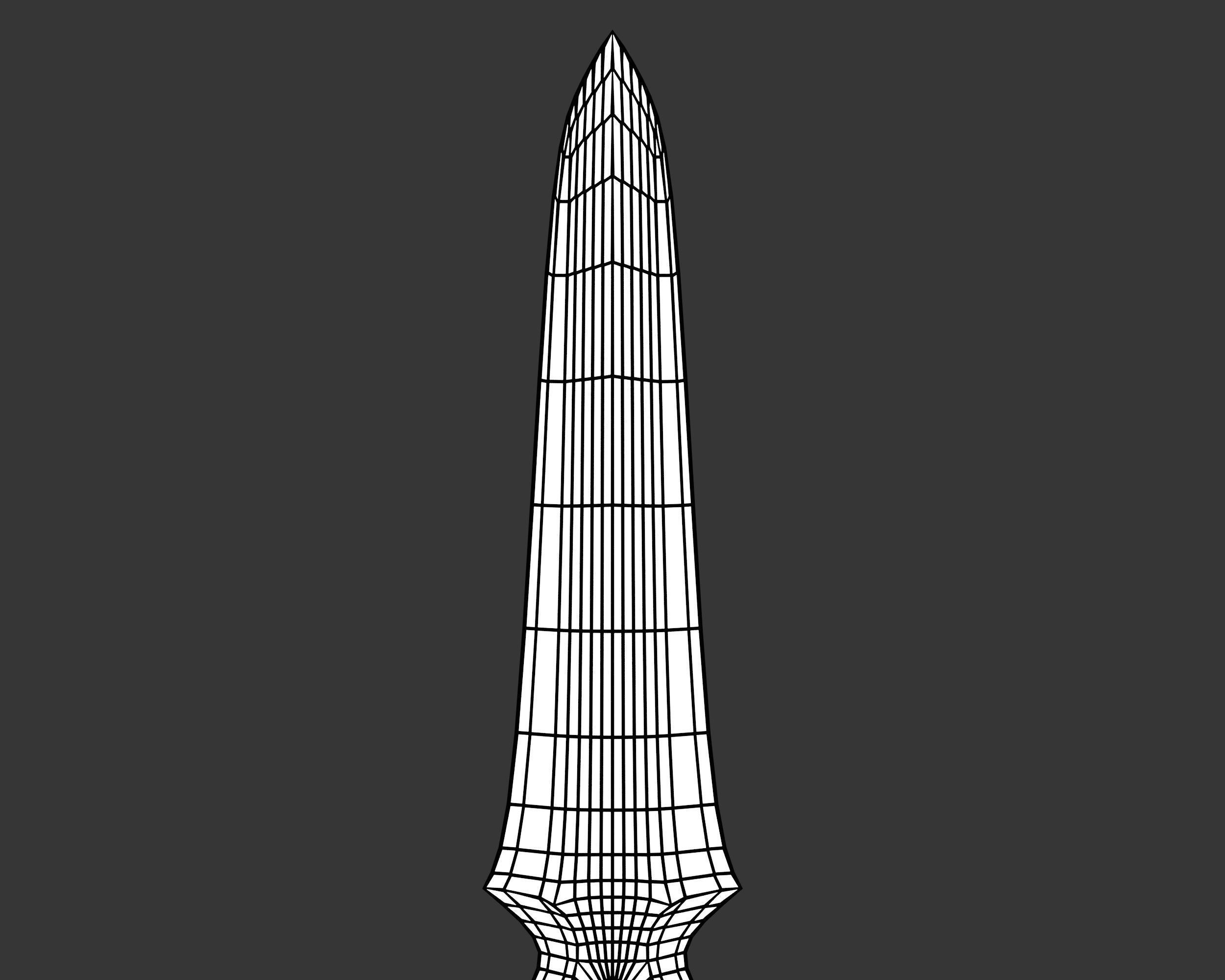 Medieval Noble Weapon Throwing Knife Low-poly 3D model_11