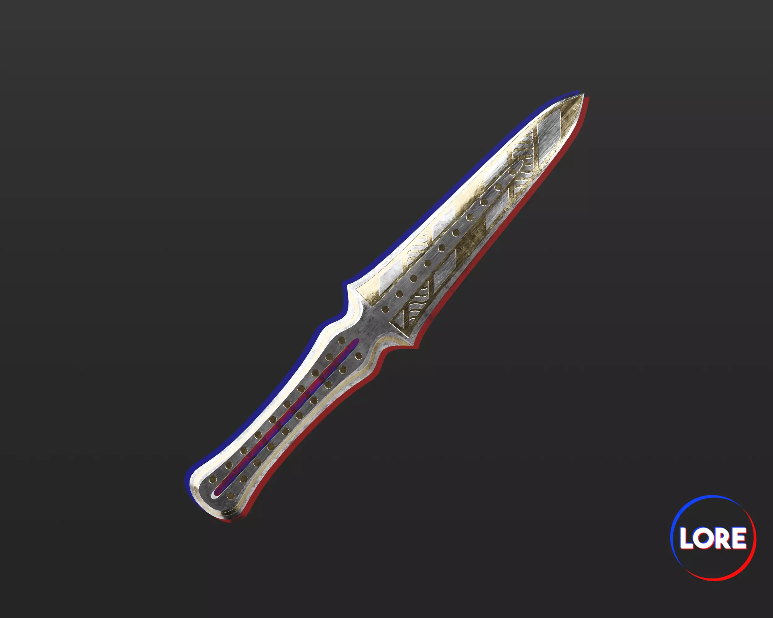 Medieval Noble Weapon Throwing Knife Low-poly 3D model_0