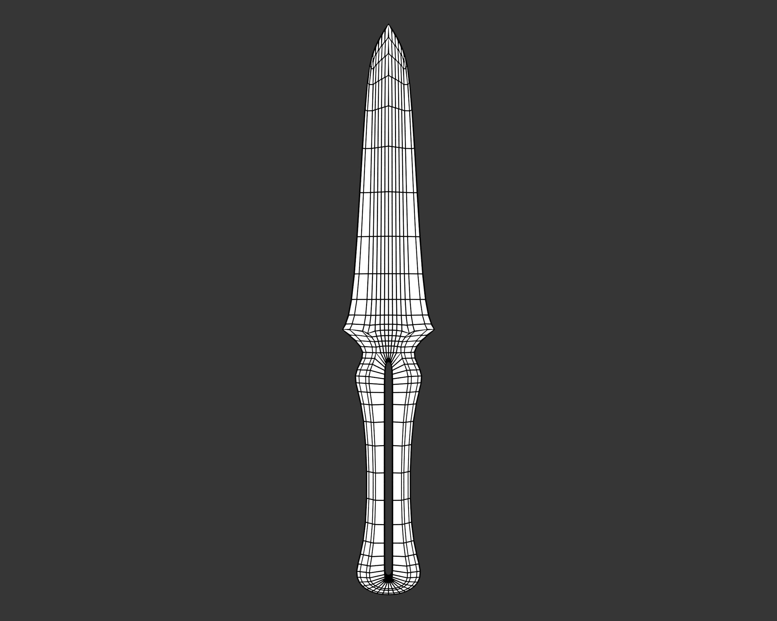 Medieval Noble Weapon Throwing Knife Low-poly 3D model_5