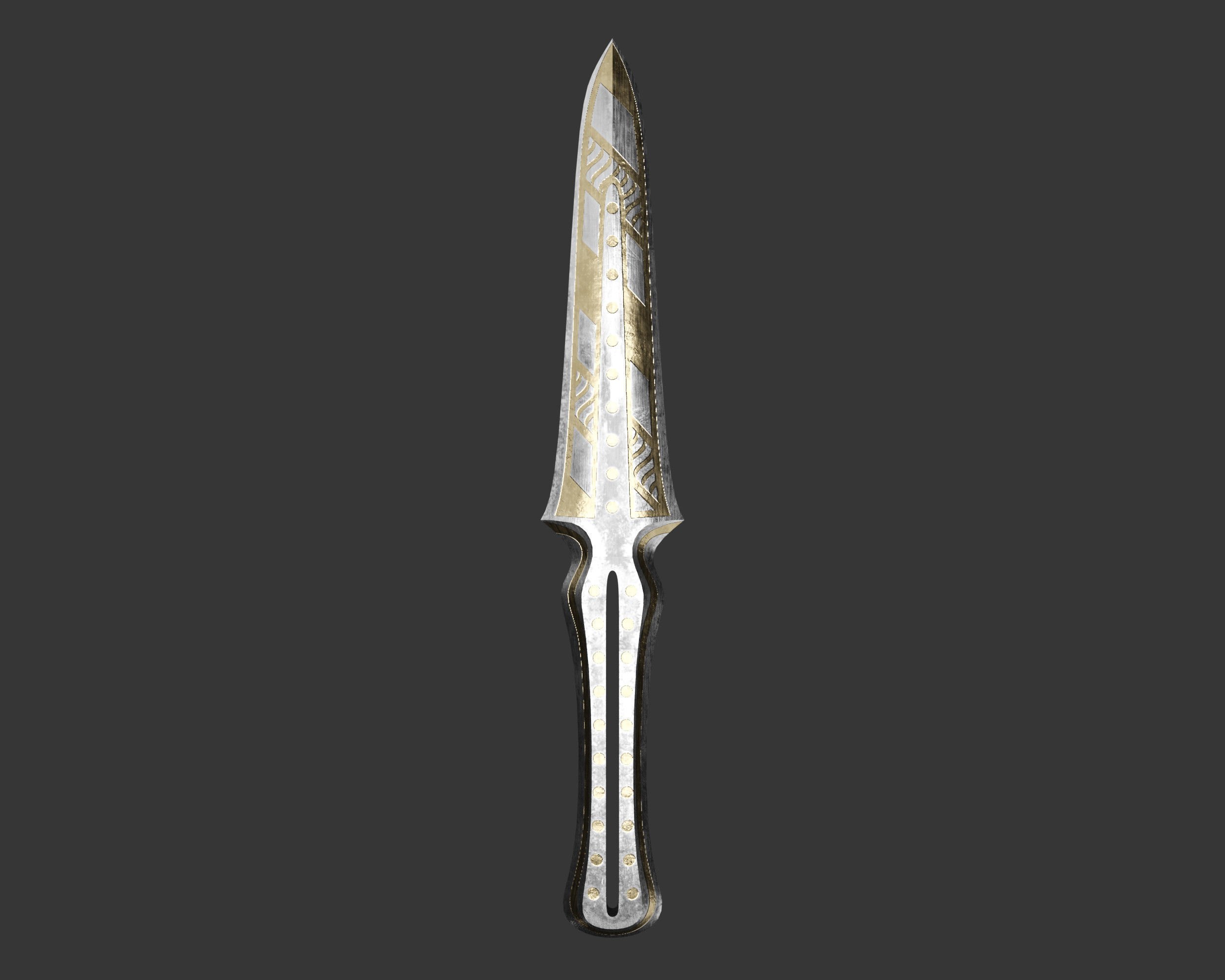Medieval Noble Weapon Throwing Knife Low-poly 3D model_3
