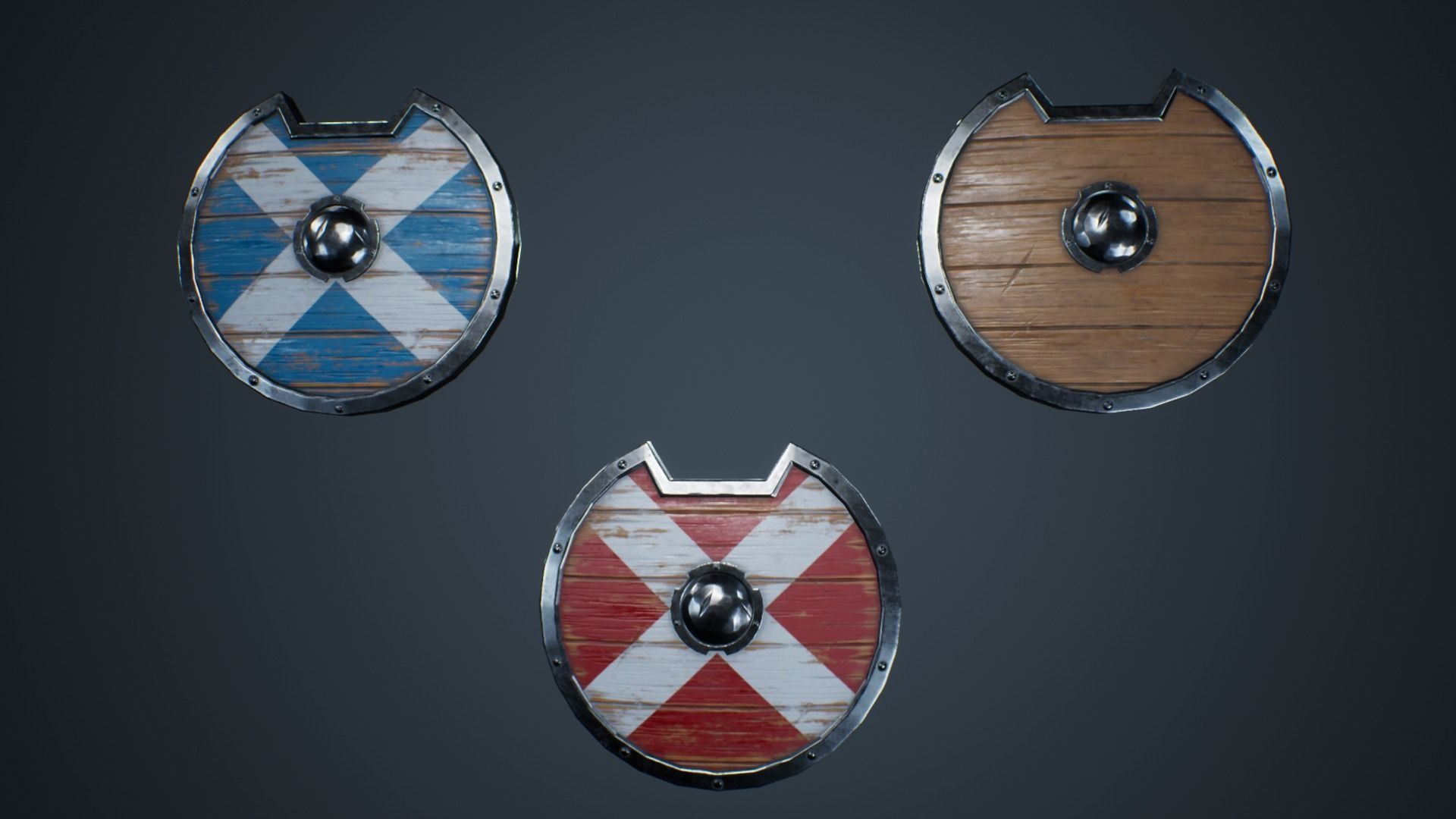 Viking Weapons - Curved Shield III Low-poly 3D model_2
