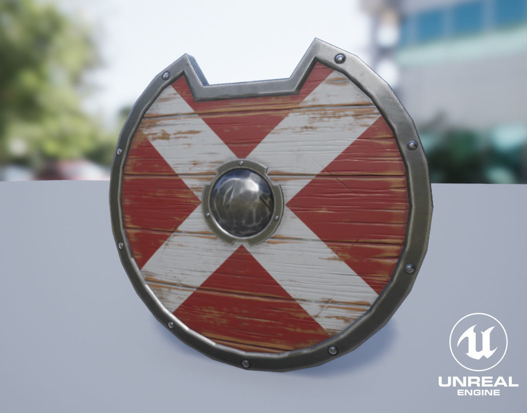 Viking Weapons - Curved Shield III Low-poly 3D model_7