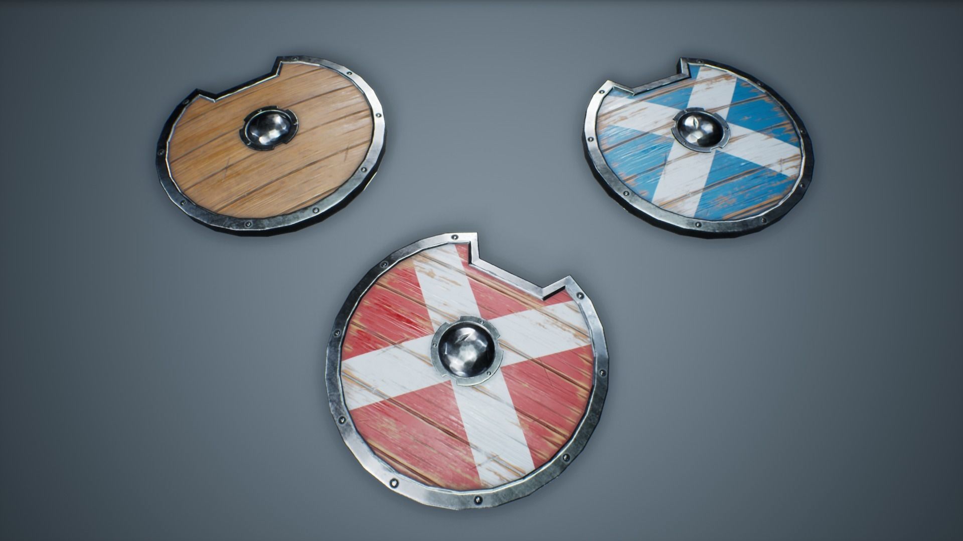 Viking Weapons - Curved Shield III Low-poly 3D model_5