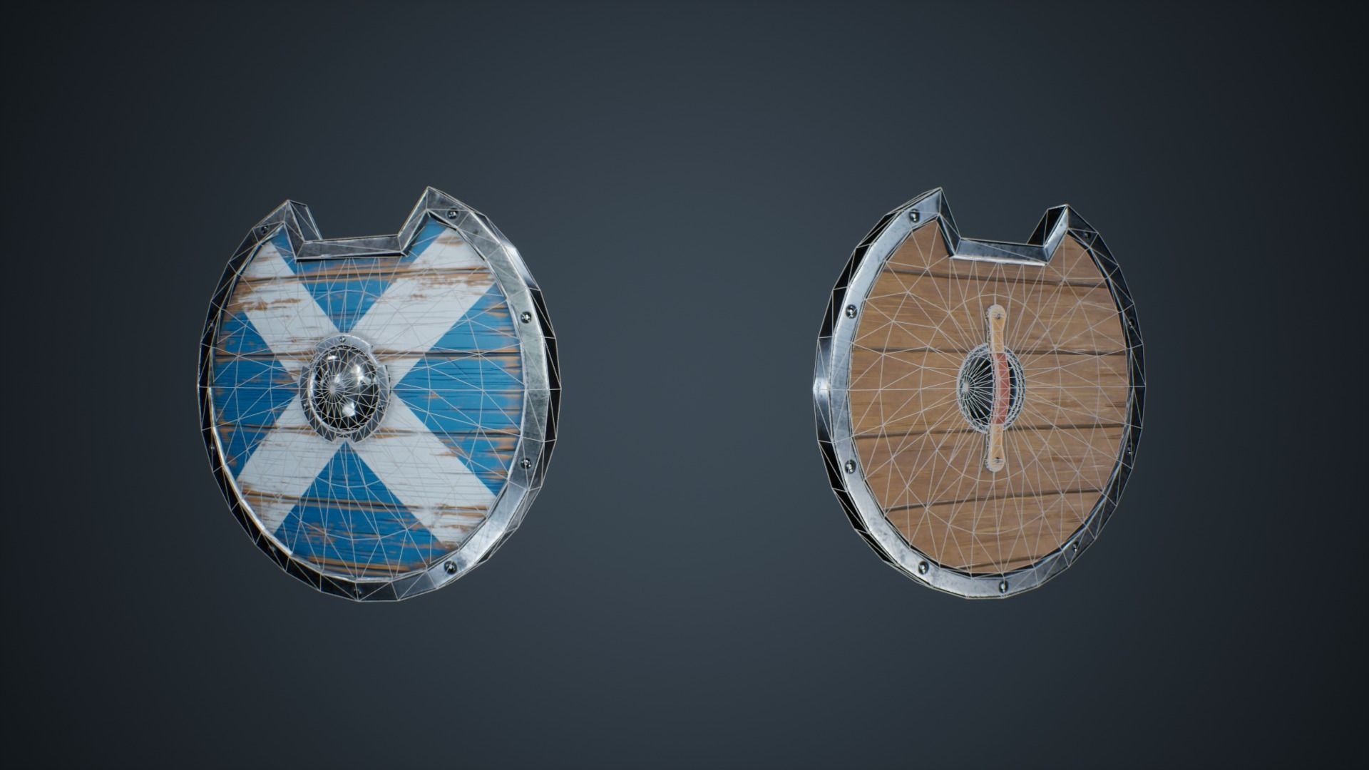 Viking Weapons - Curved Shield III Low-poly 3D model_4