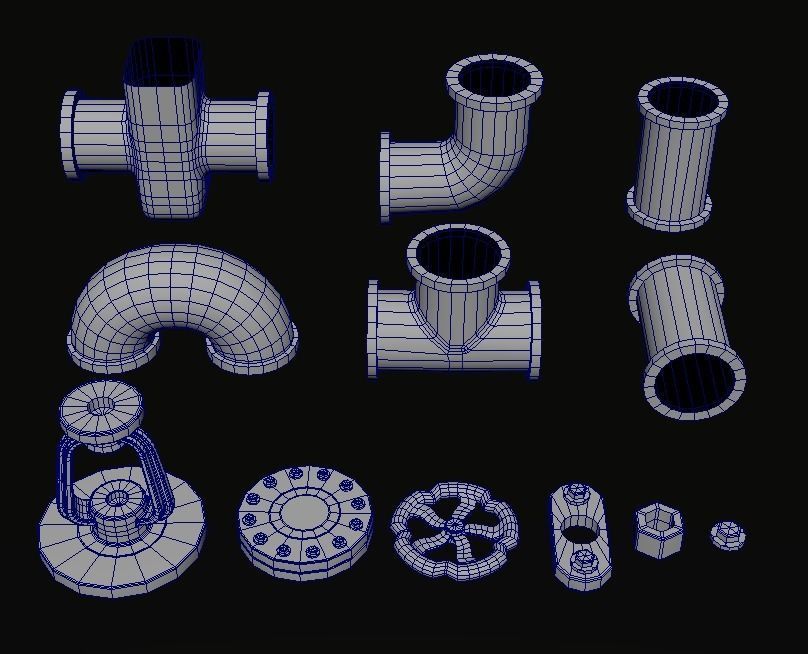 Pipe Pack Low-poly 3D model_5