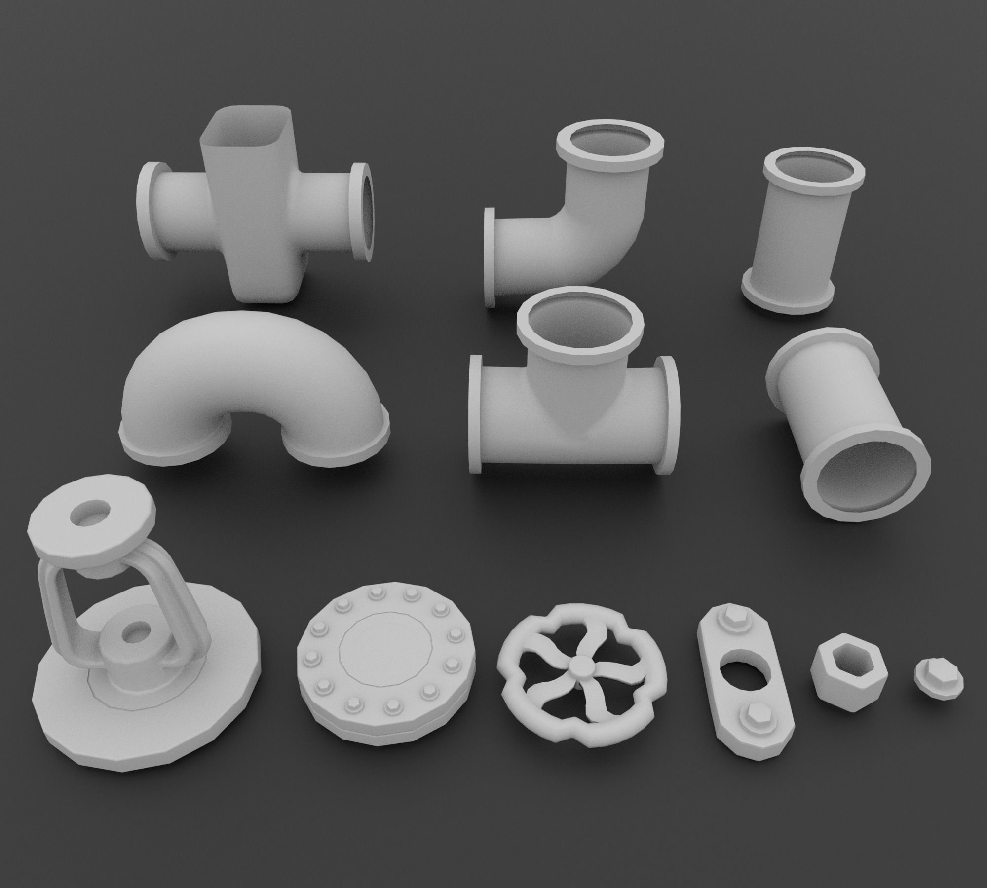 Pipe Pack Low-poly 3D model_4