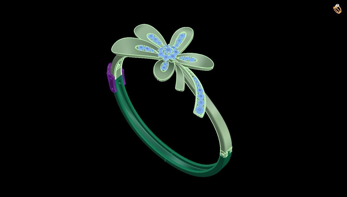 Flower Bracelet 3D print model_4