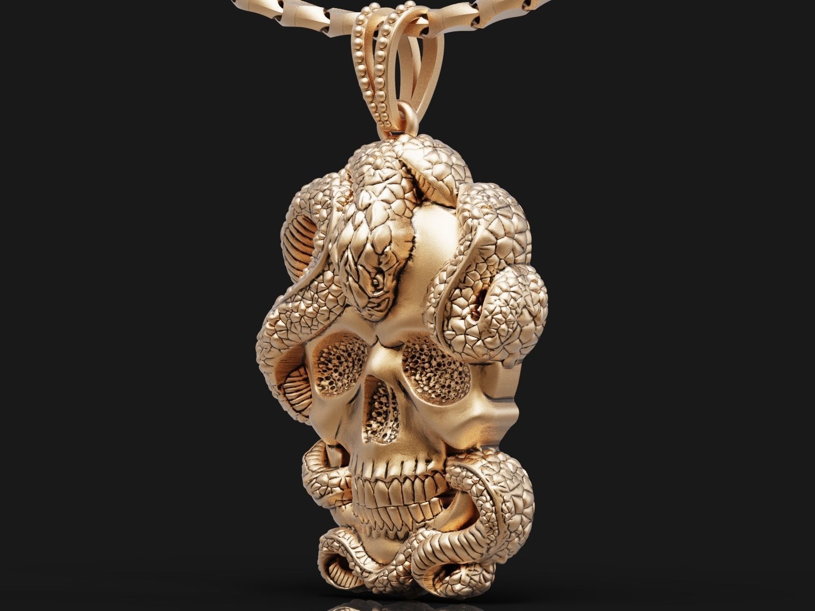 Skull and snake pendant 3D print model_1
