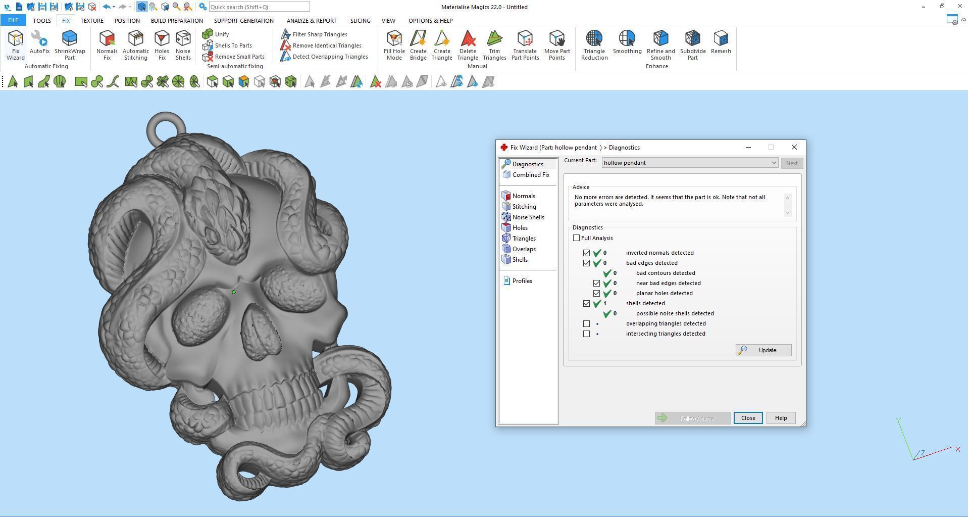 Skull and snake pendant 3D print model_8