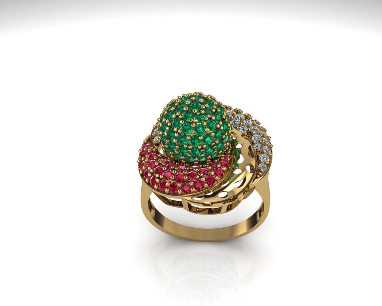 High class ruby emerald ring 3D print model_5