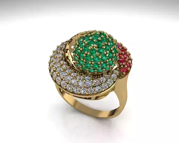 High class ruby emerald ring