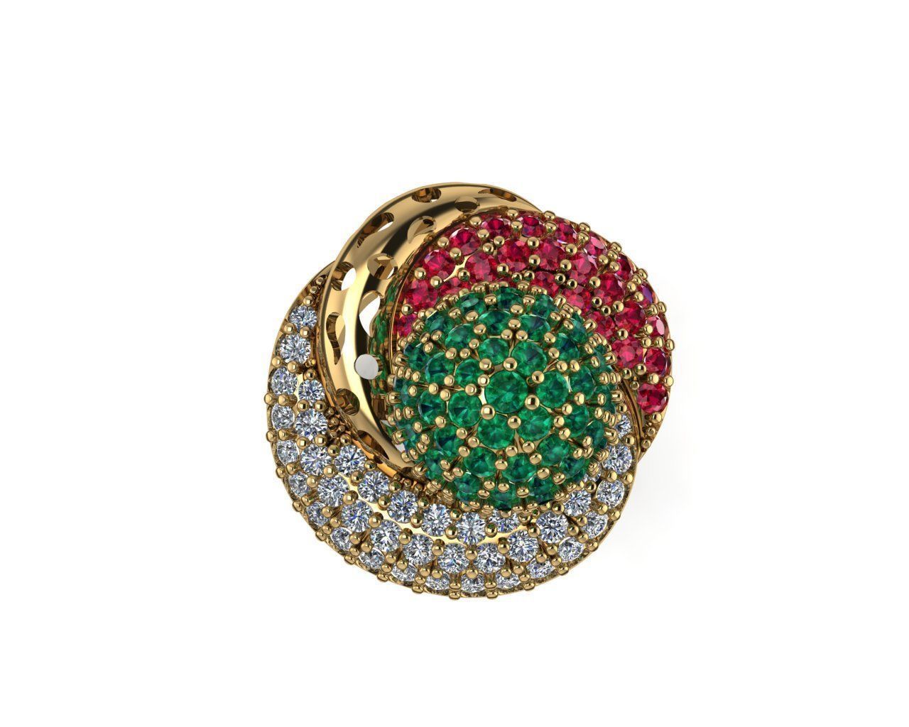 High class ruby emerald ring 3D print model_1