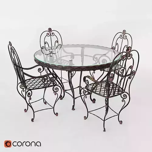 wrought iron table and chairs