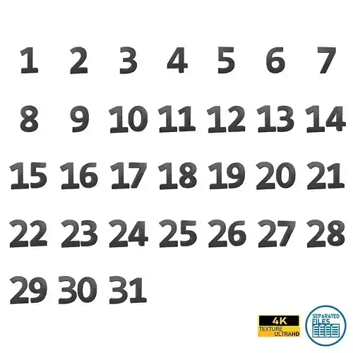 Date Number v1 Pack 01 Low-poly 3D model