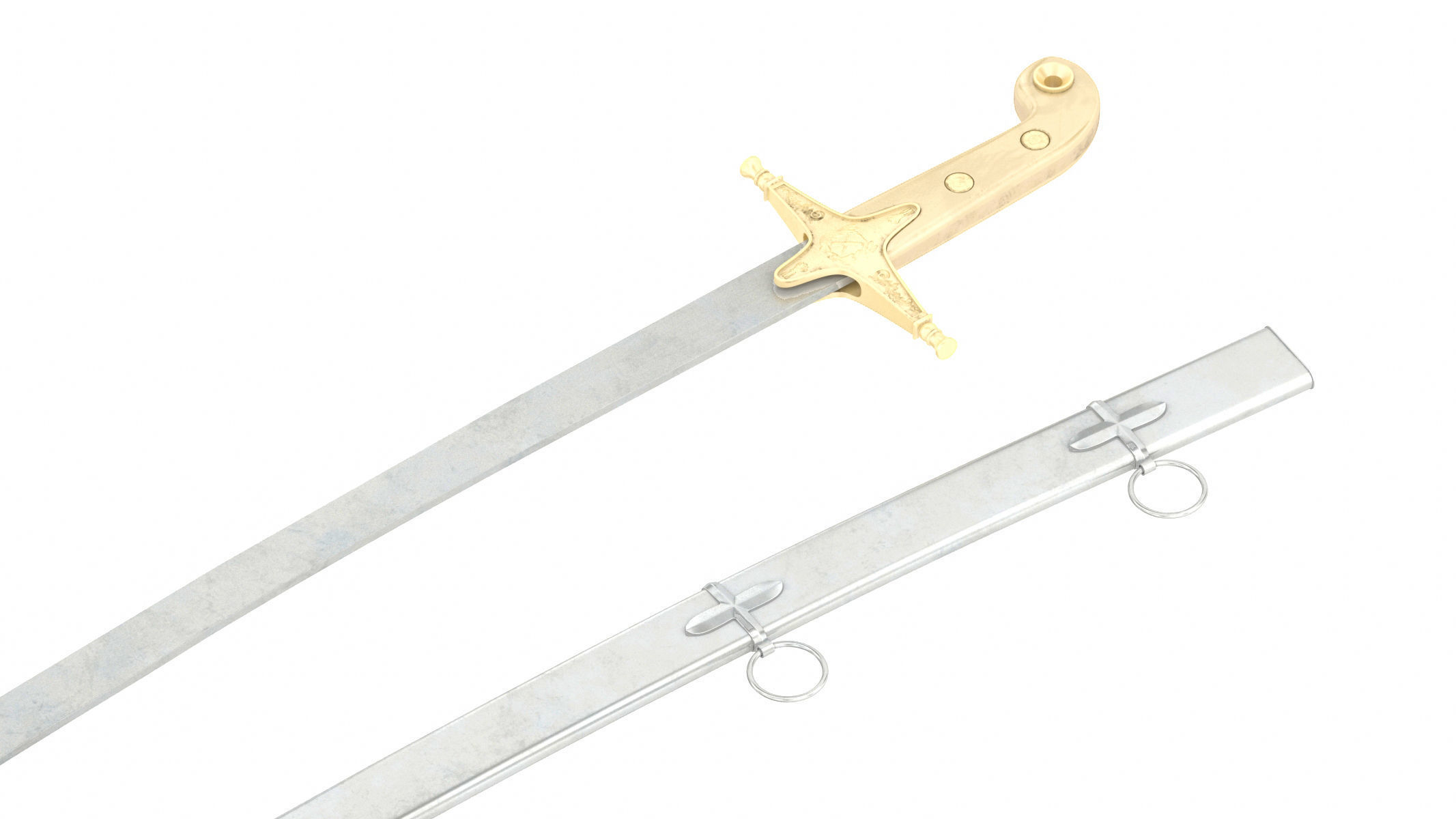 Scimitar japanese samurai sword Low-poly 3D model_7