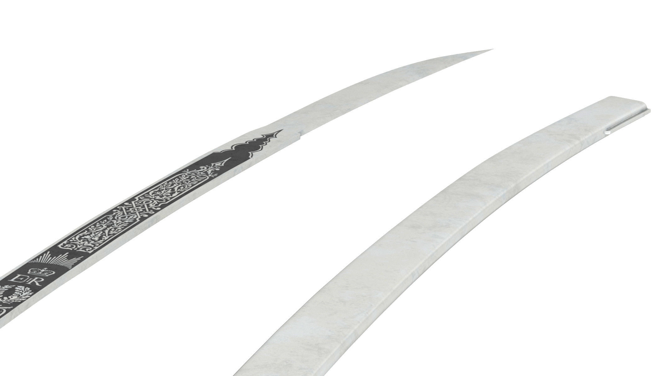 Scimitar japanese samurai sword Low-poly 3D model_9