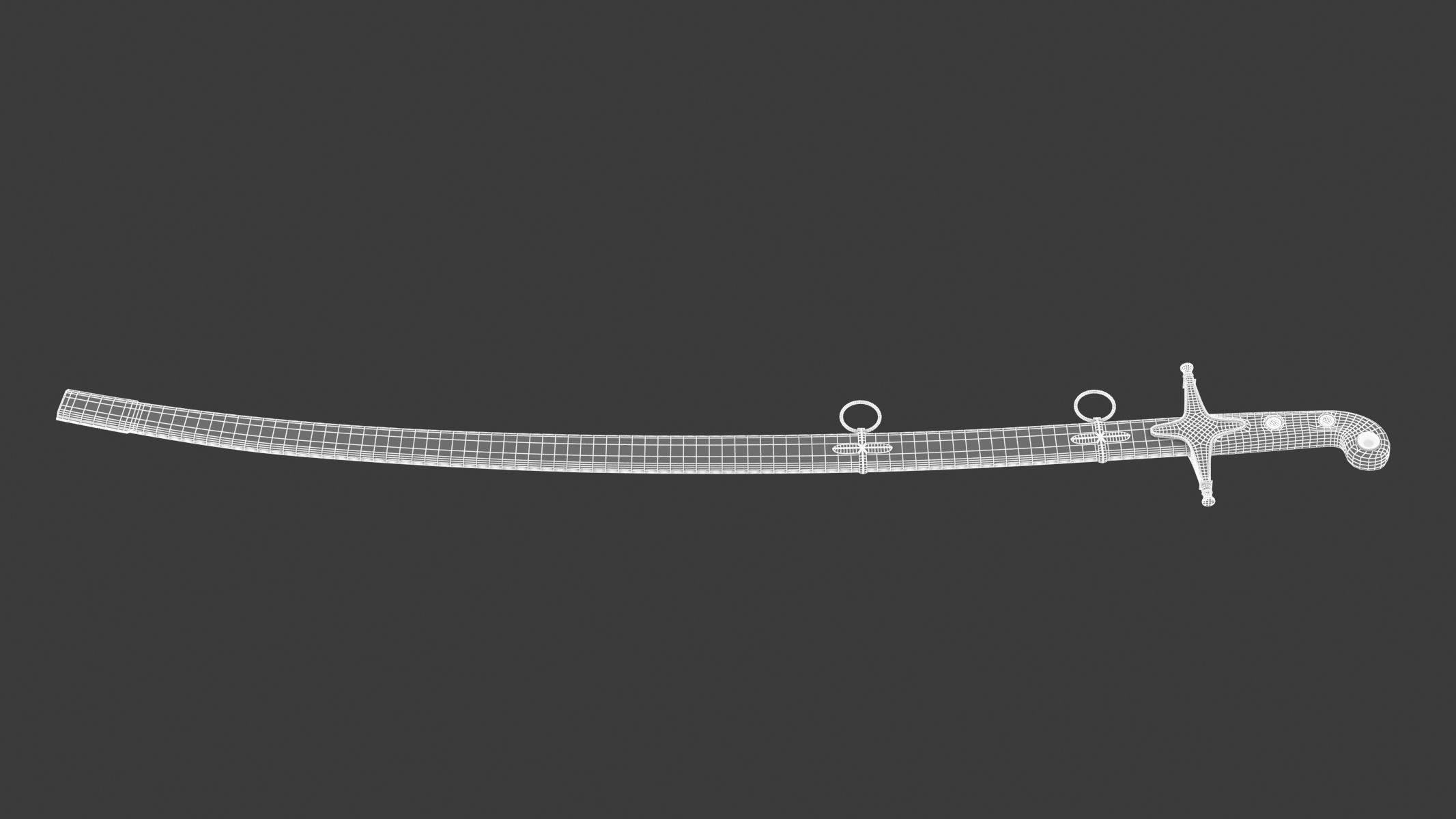Scimitar japanese samurai sword Low-poly 3D model_13