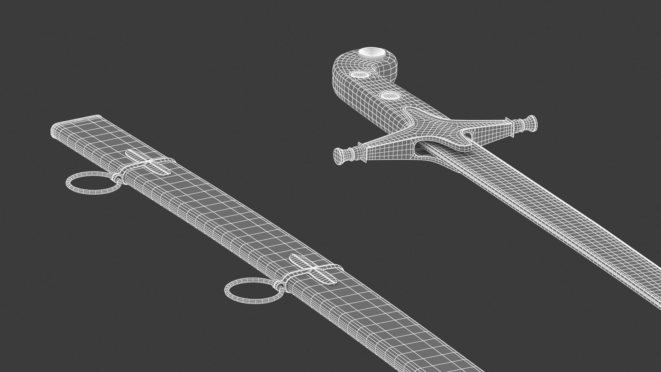 Scimitar japanese samurai sword Low-poly 3D model_18