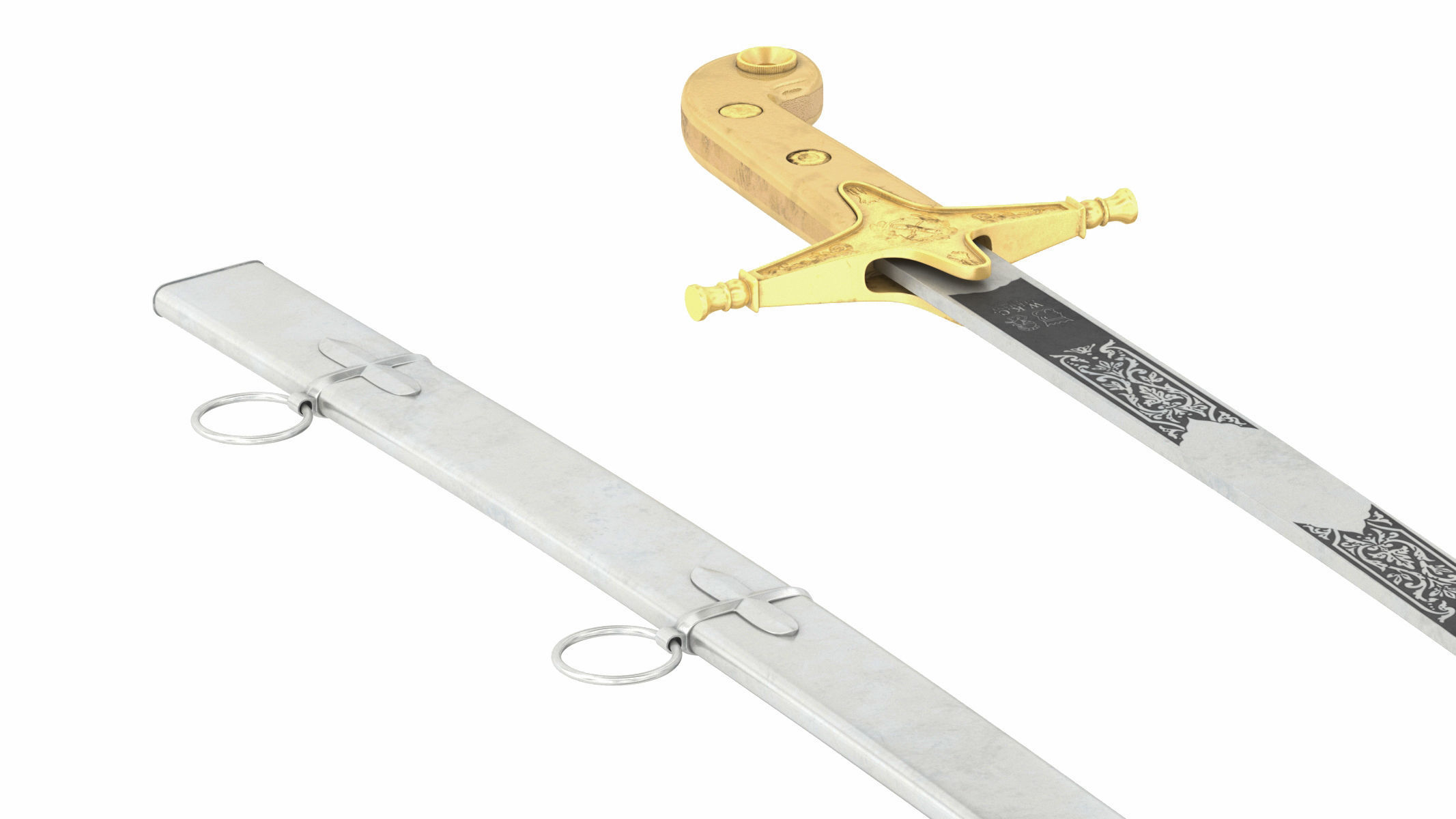 Scimitar japanese samurai sword Low-poly 3D model_8